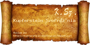Kupferstein Szofrónia névjegykártya